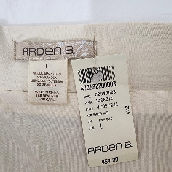 NWT Arden B Gold Sequin Pull-on Skirt Size L - Picture 7 of 8